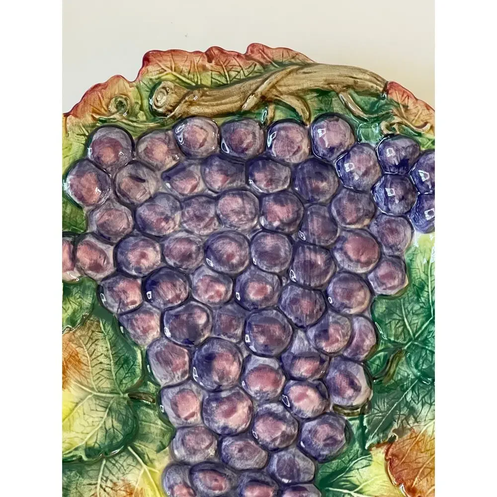 Fitz & Floyd Ironstone VTG Purple Grape Cluster Leaf Decorative Plate